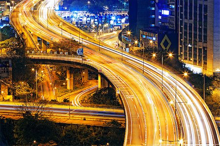 simsearch:400-07715860,k - hong kong modern city High speed traffic and blurred light trails Foto de stock - Super Valor sin royalties y Suscripción, Código: 400-07681276