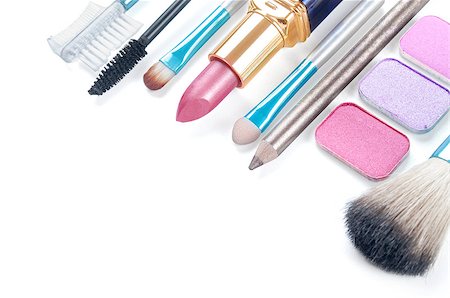 facial mask brush - Close up view of make up objects on white back Stock Photo - Budget Royalty-Free & Subscription, Code: 400-07681335