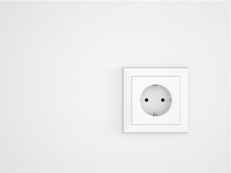 electrical plugs inside socket - simple white electric socket on green wall Stock Photo - Budget Royalty-Free & Subscription, Code: 400-07681339