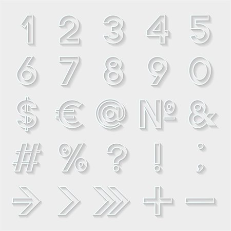 Set of decorative numbers and symbols. Vector illustration. Stock Photo - Budget Royalty-Free & Subscription, Code: 400-07681613