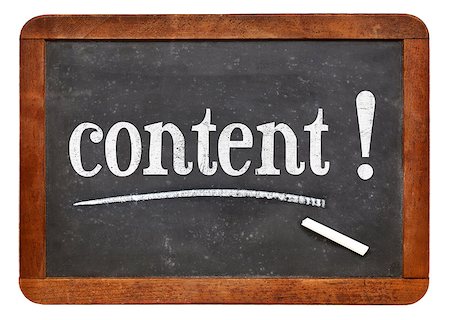 content - reminder or recommendation for blogging, writing and social media marketing - white chalk text  on a vintage slate blackboard Stock Photo - Budget Royalty-Free & Subscription, Code: 400-07681701