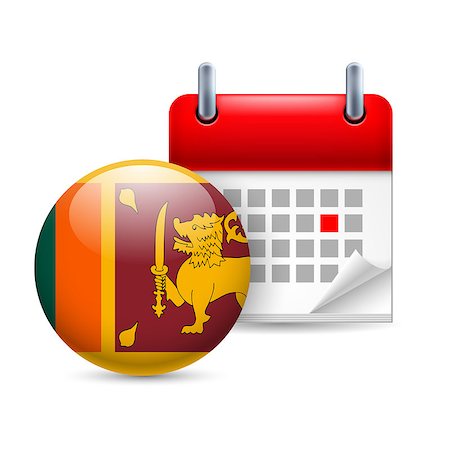 Calendar and round flag icon. National holiday in Sri Lanka Stock Photo - Budget Royalty-Free & Subscription, Code: 400-07681772