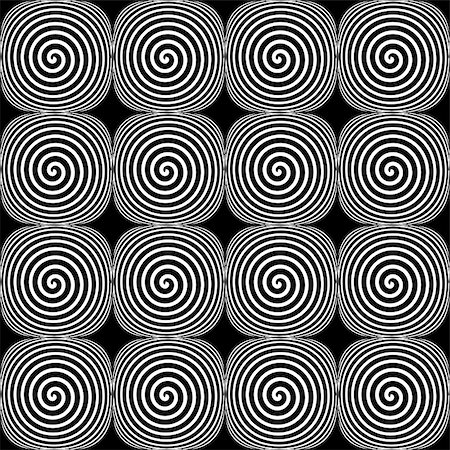 simsearch:400-07990322,k - Design seamless monochrome twirl pattern. Abstract geometric spiral background. Vector art Photographie de stock - Aubaine LD & Abonnement, Code: 400-07681973