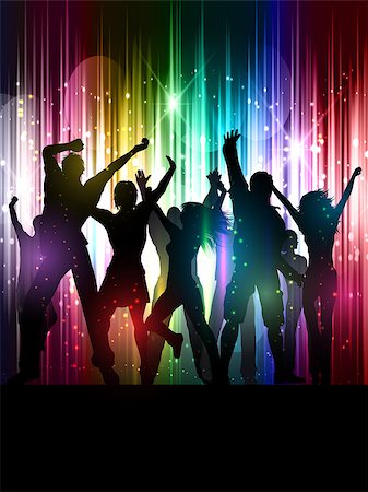 Silhouettes of people dancing on an abstract background Stock Photo - Budget Royalty-Free & Subscription, Code: 400-07682069
