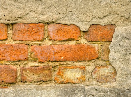 simsearch:400-05236457,k - Cracked concrete wall texture with old bricks. Foto de stock - Super Valor sin royalties y Suscripción, Código: 400-07682117