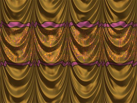 simsearch:400-07682178,k - Vintage yellow satin curtains with pattern background. Photographie de stock - Aubaine LD & Abonnement, Code: 400-07682178