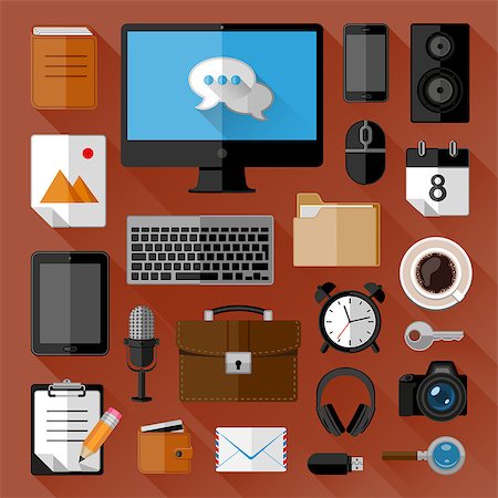 simsearch:700-03622941,k - Concept of workplace. Flat icons. Vector illustration. Stockbilder - Microstock & Abonnement, Bildnummer: 400-07682291