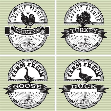 simsearch:400-08255059,k - icons on vintage background rooster, turkey, goose, duck Photographie de stock - Aubaine LD & Abonnement, Code: 400-07682322