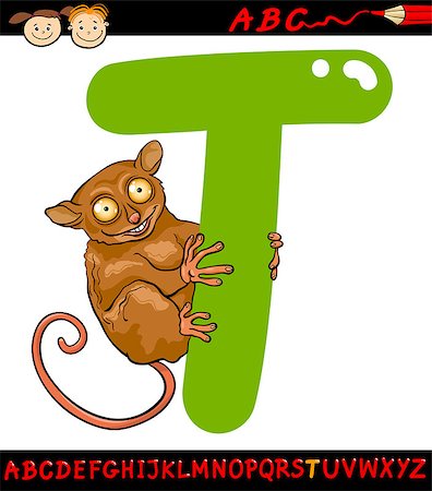 Cartoon Illustration of Capital Letter T from Alphabet with Toad Animal for Children Education Stock Photo - Budget Royalty-Free & Subscription, Code: 400-07682428