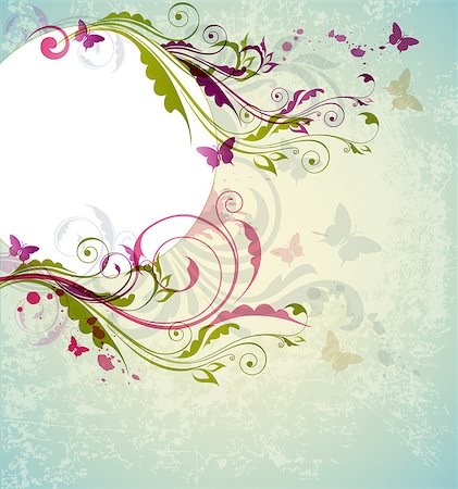 simsearch:400-08132574,k - Abstract decorative floral vector background with butterflies Stockbilder - Microstock & Abonnement, Bildnummer: 400-07682622