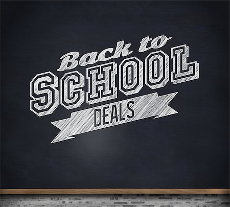 Back to school deals message against blackboard on wall Stock Photo - Budget Royalty-Free & Subscription, Code: 400-07682838