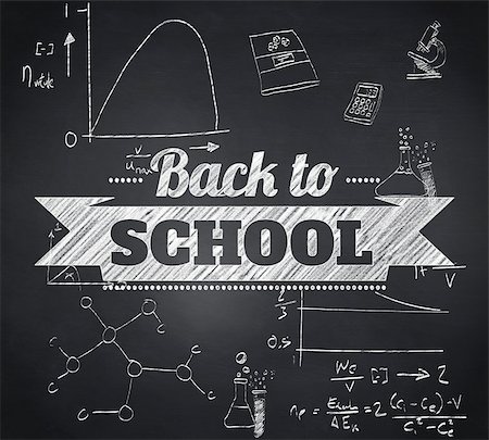 simsearch:400-07682840,k - Composite image of back to school message against blackboard Fotografie stock - Microstock e Abbonamento, Codice: 400-07682856