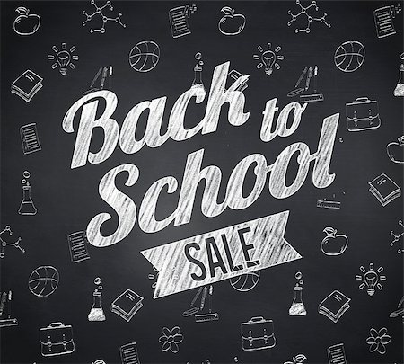 Composite image of back to school sale message against blackboard Stock Photo - Budget Royalty-Free & Subscription, Code: 400-07682866