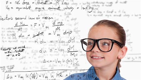 simsearch:400-07682840,k - Cute pupil smiling against rocket science theory Fotografie stock - Microstock e Abbonamento, Codice: 400-07683148