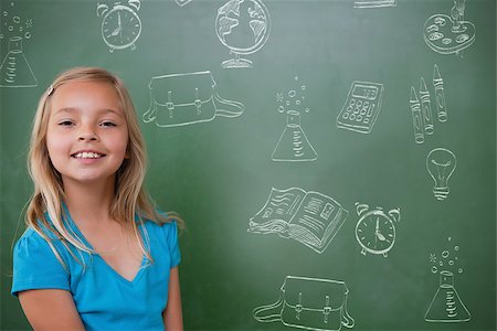 simsearch:400-07683612,k - School doodles against cute pupil smiling Stock Photo - Budget Royalty-Free & Subscription, Code: 400-07683186