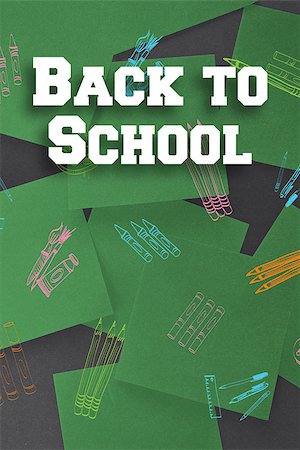 Back to school message against green paper strewn over black Foto de stock - Super Valor sin royalties y Suscripción, Código: 400-07683377