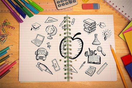 simsearch:400-07684098,k - Education doodles against students desk Stock Photo - Budget Royalty-Free & Subscription, Code: 400-07683627