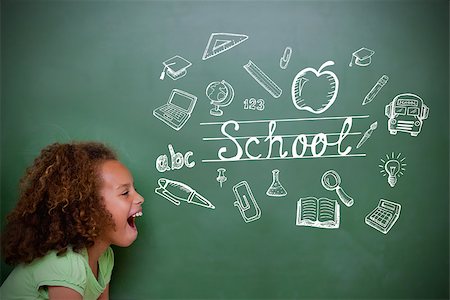 simsearch:400-07684098,k - Composite image of education doodles with cute pupil shouting Stock Photo - Budget Royalty-Free & Subscription, Code: 400-07683633