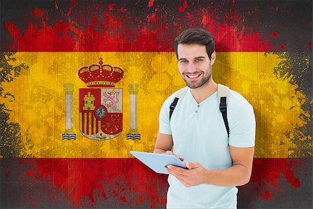 simsearch:400-07683875,k - Student using tablet pc against spain flag in grunge effect Foto de stock - Super Valor sin royalties y Suscripción, Código: 400-07683936