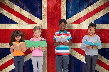 simsearch:400-07683875,k - Elementary pupils reading against union jack flag in grunge effect Foto de stock - Super Valor sin royalties y Suscripción, Código: 400-07683989