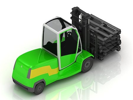simsearch:400-06096469,k - Electric green Forklift isolated on a white background. Top view Stock Photo - Budget Royalty-Free & Subscription, Code: 400-07714115