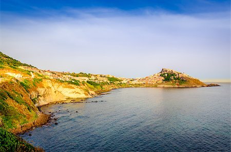 Scenic view of Castelsardo town and ocean coast landscape, Sardinia, Italy Stock Photo - Budget Royalty-Free & Subscription, Code: 400-07714154
