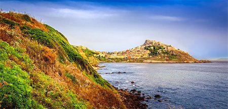 Scenic view of Castelsardo town and ocean landscape, Sardinia, Italy Stock Photo - Budget Royalty-Free & Subscription, Code: 400-07714152