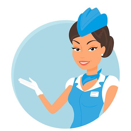 simsearch:400-07752842,k - Female stewardess wearing blue suit. Round icon. Stock Photo - Budget Royalty-Free & Subscription, Code: 400-07714671