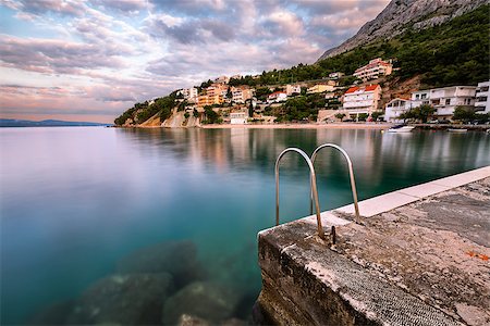 simsearch:400-06748044,k - Stone Jetty in Small Village near Omis at Dawn, Dalmatia, Croatia Stock Photo - Budget Royalty-Free & Subscription, Code: 400-07714828