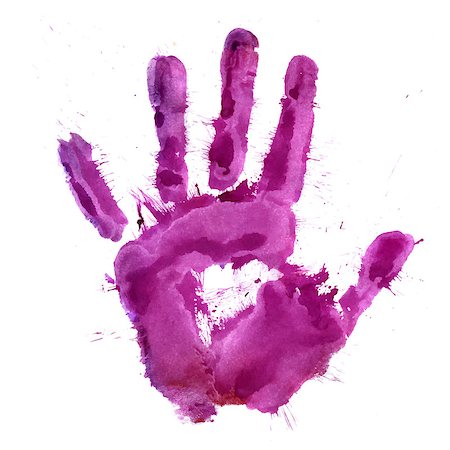 simsearch:400-03986982,k - Paint print of human palm in shades of purple Photographie de stock - Aubaine LD & Abonnement, Code: 400-07714831