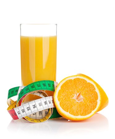 simsearch:400-04585282,k - Orange juice and measuring tape. Diet food. Isolated on white background Stock Photo - Budget Royalty-Free & Subscription, Code: 400-07714942