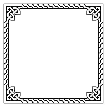 simsearch:400-04788857,k - Irish, Celtic black square pattern isolated on white Foto de stock - Super Valor sin royalties y Suscripción, Código: 400-07715211