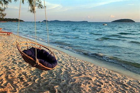 simsearch:400-08495448,k - Hammock on the shore of the beach Otres in Sihanoukville. Cambodia Stock Photo - Budget Royalty-Free & Subscription, Code: 400-07715378