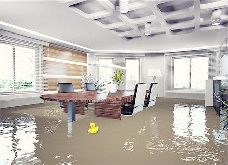 flooding office interior. 3d concept Stock Photo - Budget Royalty-Free & Subscription, Code: 400-07715484