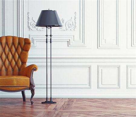 leather armchair in the classic interior. 3d concept Stock Photo - Budget Royalty-Free & Subscription, Code: 400-07715492