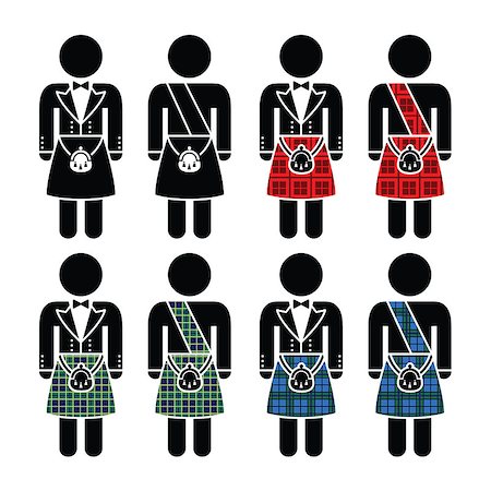 Scottish man in traditional outfit icons set isolated on white Stock Photo - Budget Royalty-Free & Subscription, Code: 400-07715506