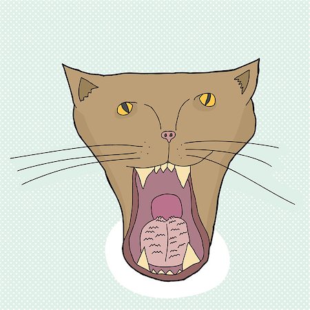 Cartoon cat with open mouth and rough tongue Stock Photo - Budget Royalty-Free & Subscription, Code: 400-07715819