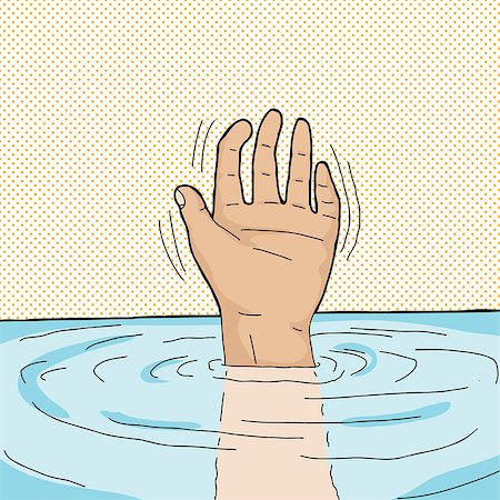 risk of death vector - Illustration of waving hand from person under water Stock Photo - Budget Royalty-Free & Subscription, Code: 400-07715821