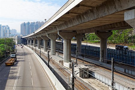 elevated train - Freeway Overpasses and Train Tracks at day Stock Photo - Budget Royalty-Free & Subscription, Code: 400-07715859