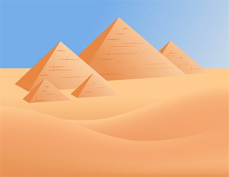 egyptian tombs - Pyramids and desert in Egypt. Vector illustration. Stock Photo - Budget Royalty-Free & Subscription, Code: 400-07715877
