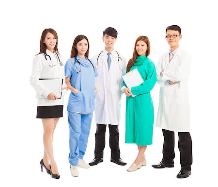 simsearch:400-07412766,k - Professional medical doctor team standing over white background Foto de stock - Super Valor sin royalties y Suscripción, Código: 400-07715930