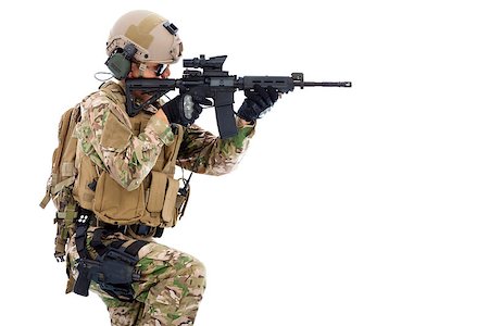 simsearch:400-07676882,k - Soldier holding  rifle or sniper and ready to shot Fotografie stock - Microstock e Abbonamento, Codice: 400-07716037