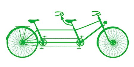 simsearch:400-08162803,k - Retro tandem bicycle in green design on white background Stock Photo - Budget Royalty-Free & Subscription, Code: 400-07716270