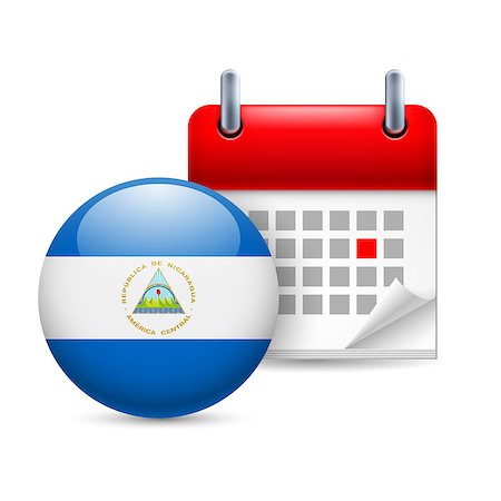 Calendar and round Nicaraguan flag icon. National holiday in Nicaragua Stock Photo - Budget Royalty-Free & Subscription, Code: 400-07716273