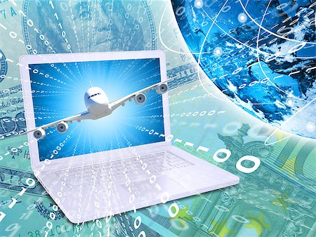 Airplane with the background of laptop and Earth. Business concept. Elements this image are furnished by NASA Foto de stock - Super Valor sin royalties y Suscripción, Código: 400-07716337