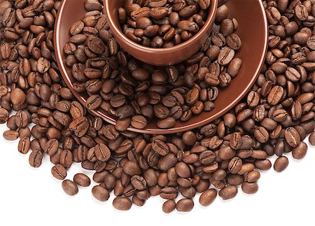 simsearch:400-05382322,k - Coffee cup and beans on a white background Stockbilder - Microstock & Abonnement, Bildnummer: 400-07716649