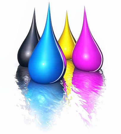 3d rendering of cmyk drops on white Stock Photo - Budget Royalty-Free & Subscription, Code: 400-07716717