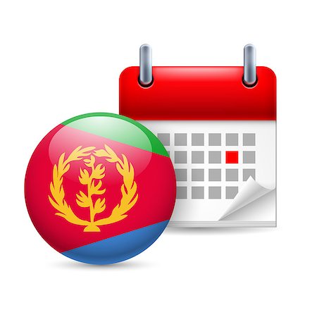 eritrea photography - Calendar and round Eritrean flag icon. National holiday in Eritrea Stock Photo - Budget Royalty-Free & Subscription, Code: 400-07716852