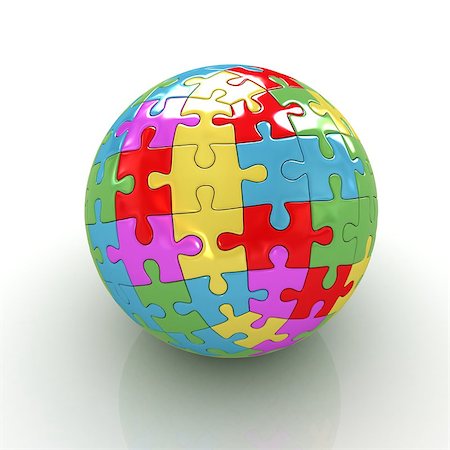 simsearch:6113-06721341,k - Sphere collected from colorful puzzle on a white background Stock Photo - Budget Royalty-Free & Subscription, Code: 400-07717006