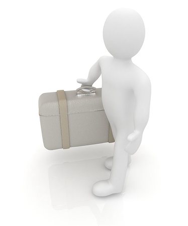 empty suitcase - Leather suitcase for travel with 3d man on a white background Photographie de stock - Aubaine LD & Abonnement, Code: 400-07717312